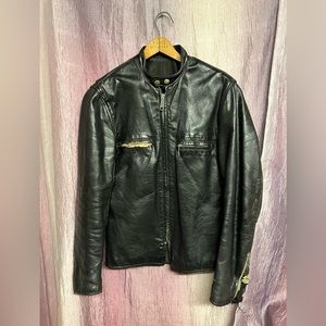 Vintage black leather jacket *rare* Brooks ~ made in Detroit Mi